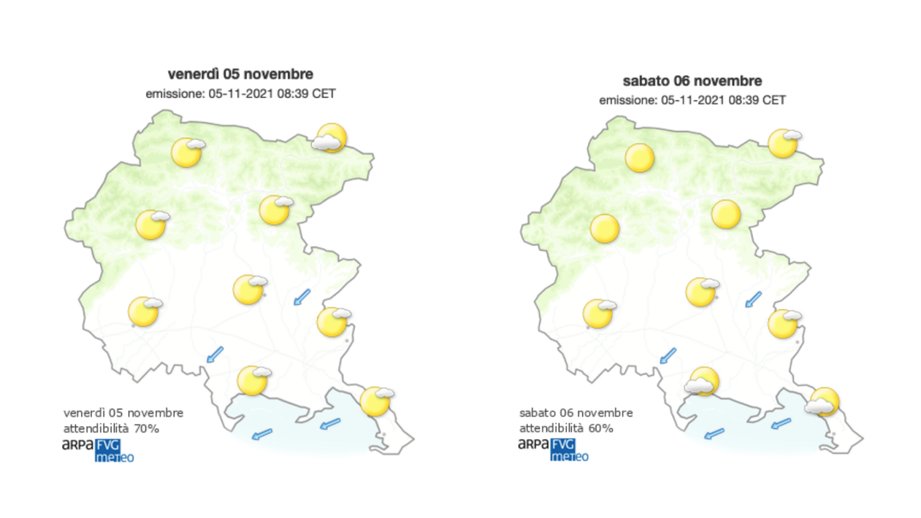 Immagine per Meteo, cielo sereno sul Goriziano con Borino sulla costa